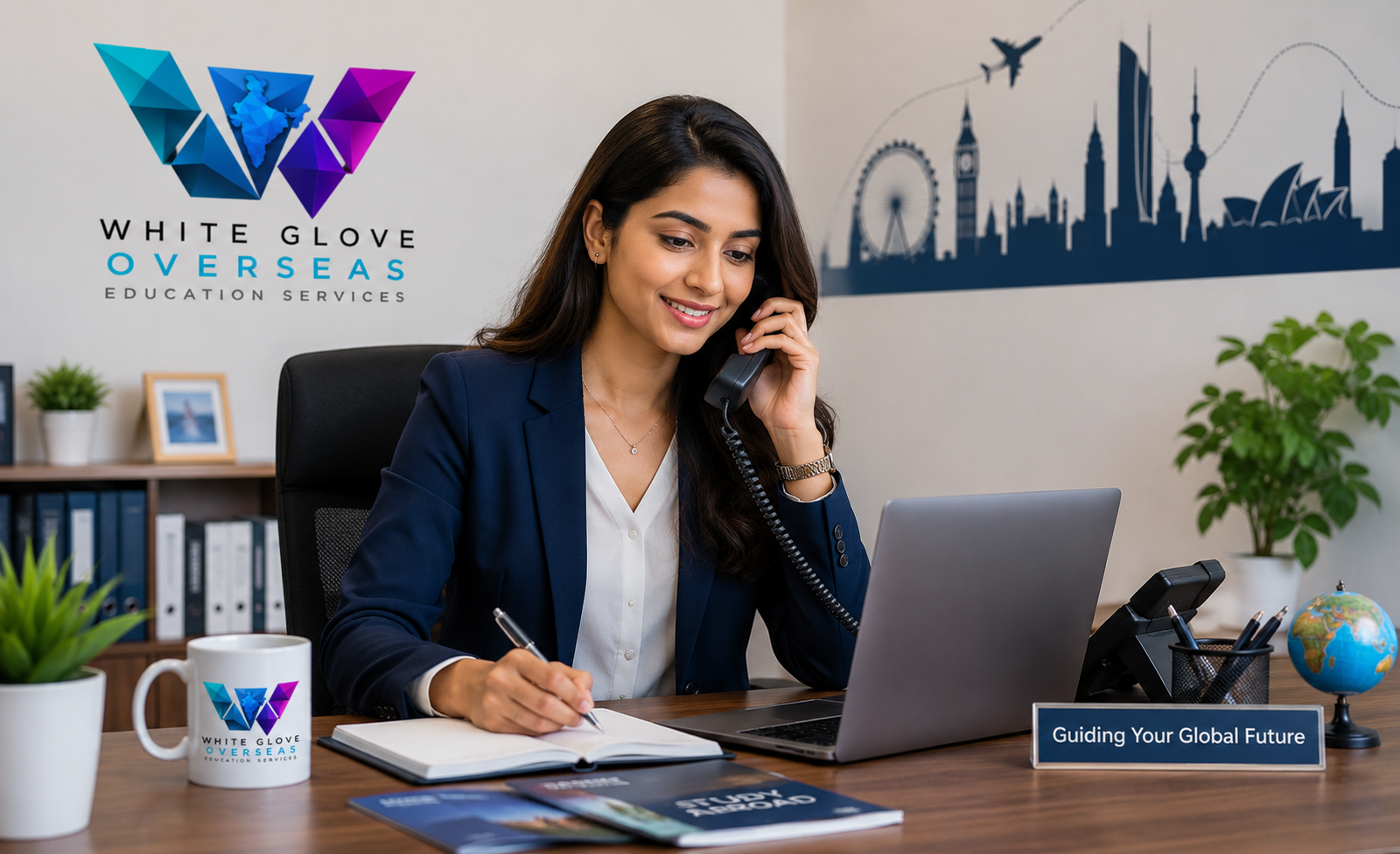 indian study abroad counselor on phone